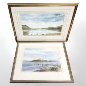 Contemporary North-East School : St Mary's Island, watercolour, 25 cm x 34 cm, together with a H. H.