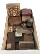 A quantity of jewellery boxes, cigar box, presentation medal in fitted box, etc.