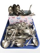 A collection of EPNS cutlery, salad tongs, etc.