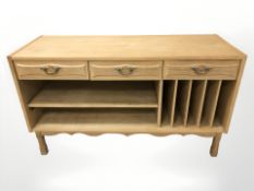 A 20th century Danish blond oak entertainment unit sideboard,