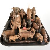 A group of African carved hardwood animals