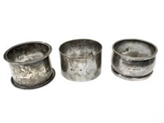 Three silver napkin rings CONDITION REPORT: 84.