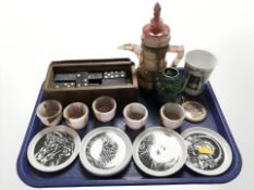 A group of dominoes, Turkish style polished onyx coffee pot and cups,