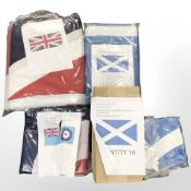 A group of Ministry of Defence quality flags, including RAF ensign,