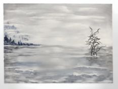 Derek Wilson (1955-2024) Winter lake landscape, oil on canvas,