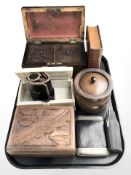 A Victorian mahogany tea caddy, box in the form of a book,