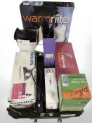 A quantity of home electricals, Philips steam iron, Nintendo DS starter pack, heated planket, etc.