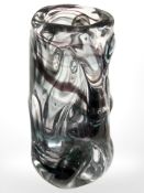 A Whitefriars black/green knobbly glass vase, height 18.5 cm.