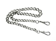 A silver watch chain.
