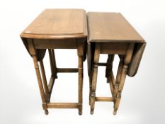 Two oak gate leg tables.