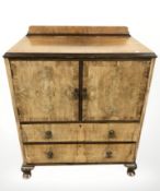 A 20th century burr walnut drinks cabinet, 84 cm x 52 cm x 103 cm.