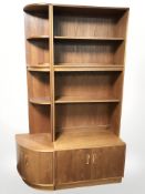 A G Plan teak two-section open bookcase,