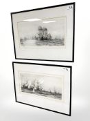 William Lionel Wyllie (1851-1931) : The Battle of Trafalgar, drypoint etching, signed in pencil,