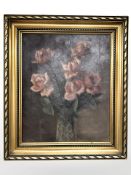 Danish School : Still life with roses, oil on canvas, 29 cm x 35 cm.