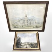 Michael Ewart : A rural track leading to a farm, oil on canvas, 24 cm x 34 cm,