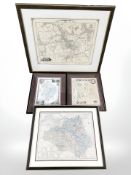 A 19th century engraved and hand coloured map of Durham, by J & C Walker, 32 cm x 39.