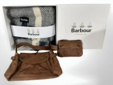 A boxed Barbour wool scarf,