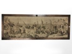 A 19th century oak framed tapestry, 151 cm x 56 cm.