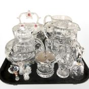 A group of crystal jugs, bowls,