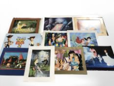 A group of Disney commemorative lithographic prints.