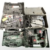 Four various boxed power tools, including Bosch.