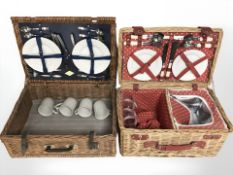 Two wicker picnic sets.