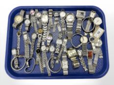 Approximately thirty five wristwatches, miscellaneous makes, in varying states of repair.