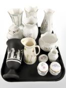 A Wedgwood black Jasperware urn,