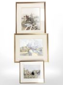 Lewis Hanna : View of a cathedral, watercolour, 25 cm x 35 cm,