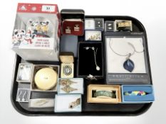 A 2021 Disney snow globe, boxed, together with a collection of costume jewellery and trinkets.