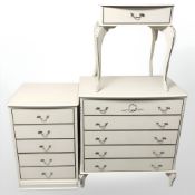 A French style cream and gilt five drawer chest, width 79 cm,