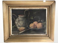 René Holt : Still life of a Delft jar and oranges in a bowl, oil on canvas, signed and dated 1904,