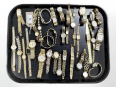 Approximately thirty five wristwatches, miscellaneous makes, in varying states of repair.