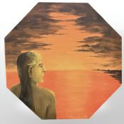 Derek Wilson (1955-2024) A contemporary study of a figure by a coast, oil on canvas,