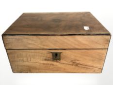 A Victorian burr walnut sewing box.