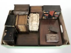 A group of jewellery boxes, cutlery box, Japanese lacquer export example.