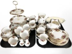 Over fifty pieces of Royal Albert Old Country Roses porcelain including tea china, cake stand,