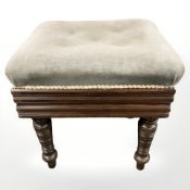 A Victorian rosewood adjustable piano stool, width 50 cm.