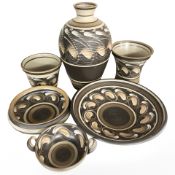 A group of Denby glazed earthen ware vases and bowls,