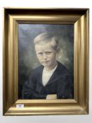 Danish School : Portrait of a boy, oil on canvas, 29 cm x 39 cm.