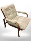 A bentwood armchair in floral upholstery, width 69 cm.