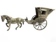 A large brass horse and carriage, length 57 cm.