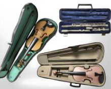 A Chinese lark violin, in case with bow,