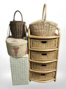 A wicker four drawer chest, width 53 cm,