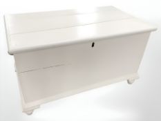 A painted pine blanket chest, width 100 cm.