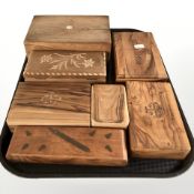 A group of boxes including Victorian rose wood jewellery box,