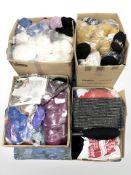 A large quantity of knitting yarn, various fabrics and similar items.