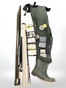 A group of fishing equipment including a Greys Platinum X 9 ft 6 rod in carry tube,