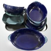 A group of Denby casserole dishes, oval serving platter, etc.