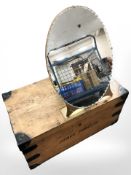 A Victorian pine metal bound trunk, marked 'James Forsythe', width 55 cm,